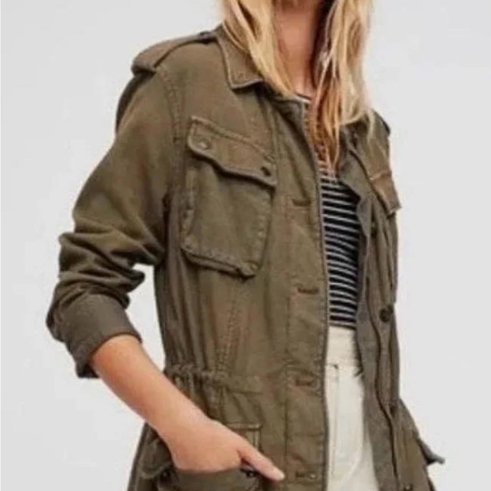 Free People Not Your Brother's Surplus Jacket, Women’s Olive Grn Washed Cotton M